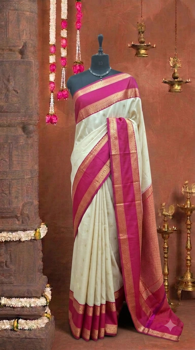 Off-White Kanchi Soft Silk Saree