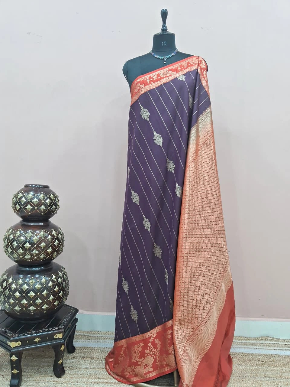 Dark Purple Kanchi Soft Silk Saree 