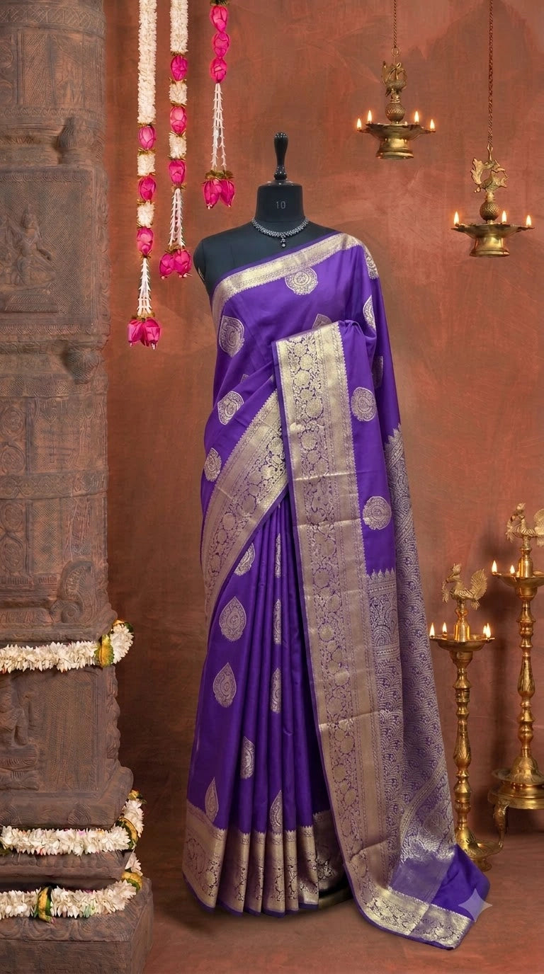 Purple Kanchi Soft Silk Saree
