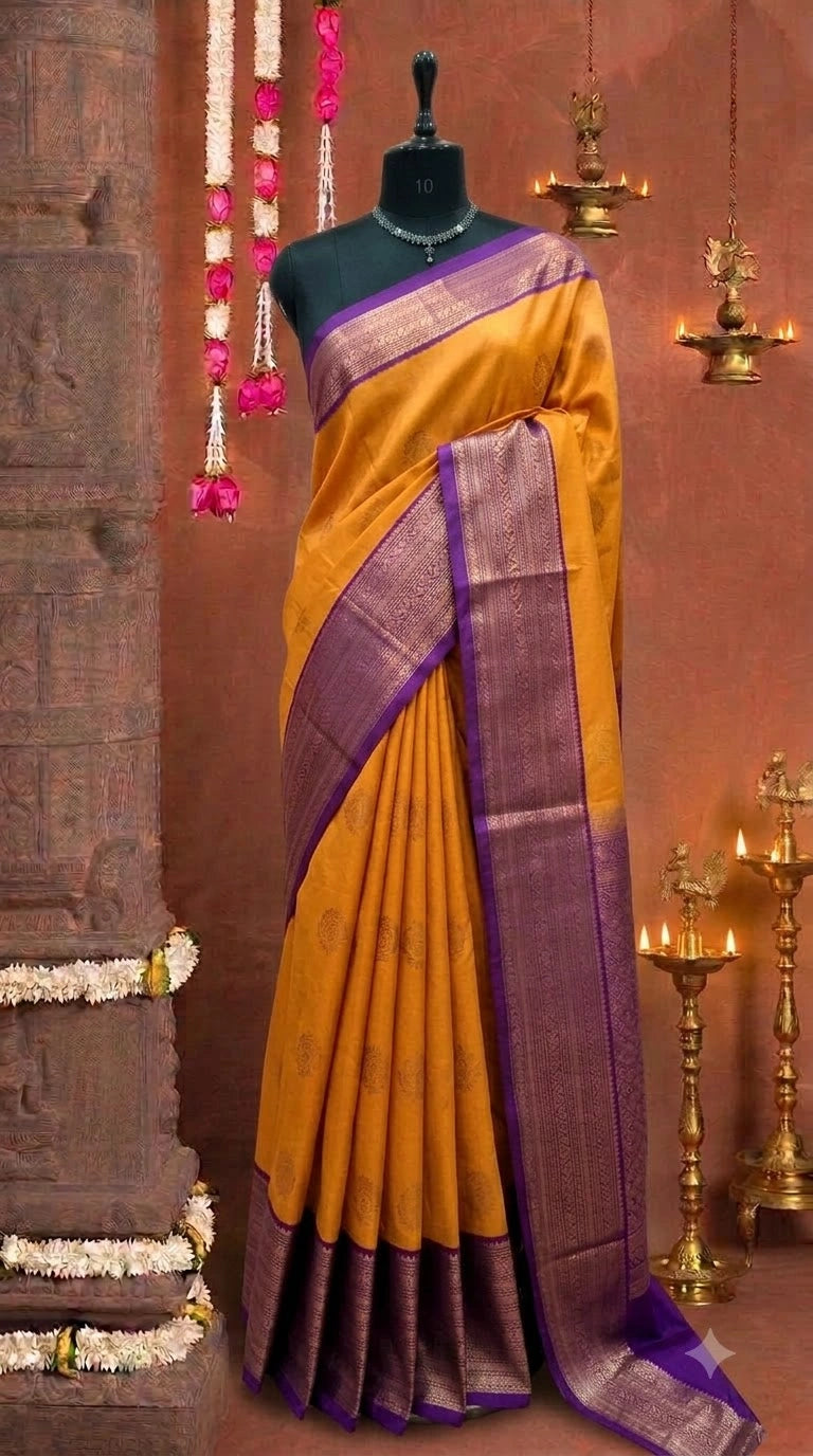 Mango Yellow Kanchi Soft Silk Saree