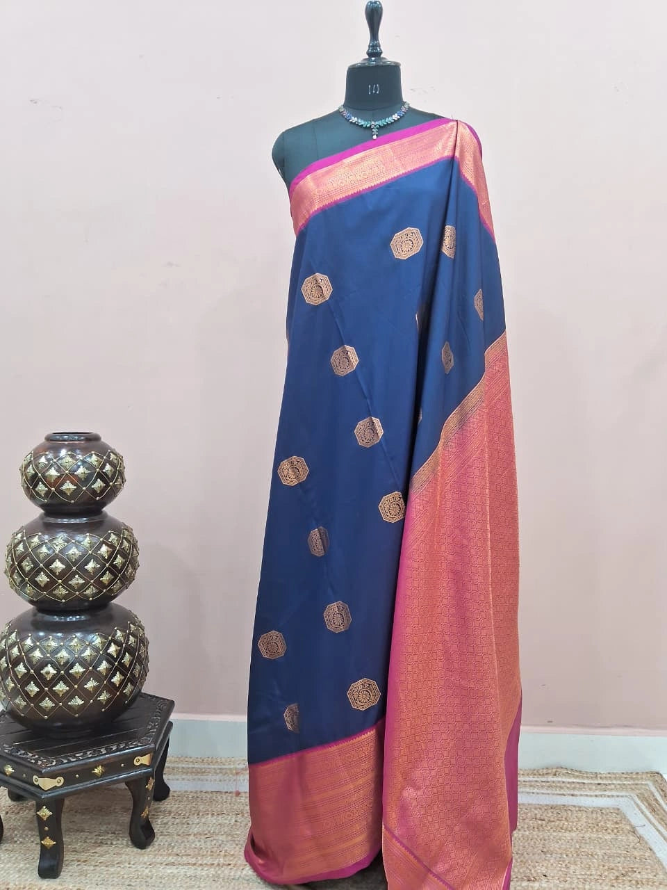 Navy Blue Kanchi Soft Silk Saree
