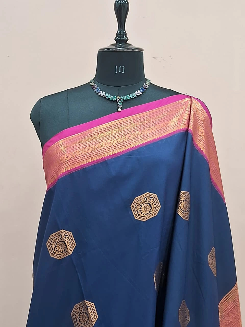 Navy Blue Kanchi Soft Silk Saree 1