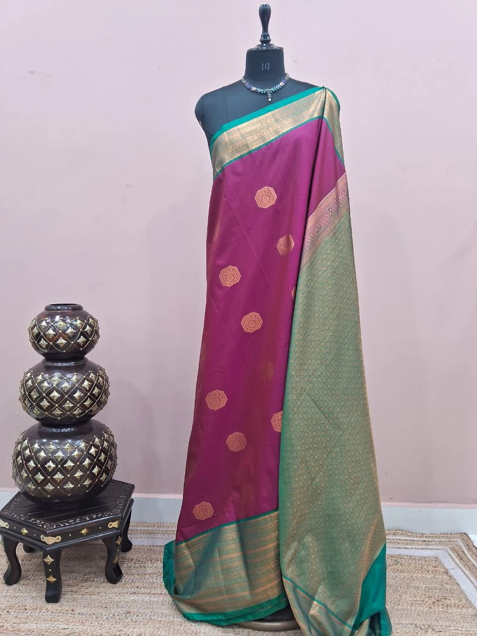 Dark Pink Kanchi Soft Silk Saree