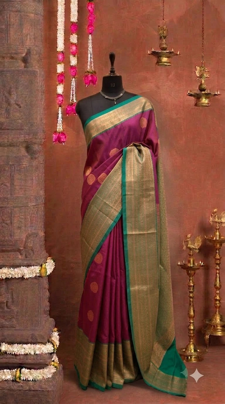 Dark Pink Kanchi Soft Silk Saree