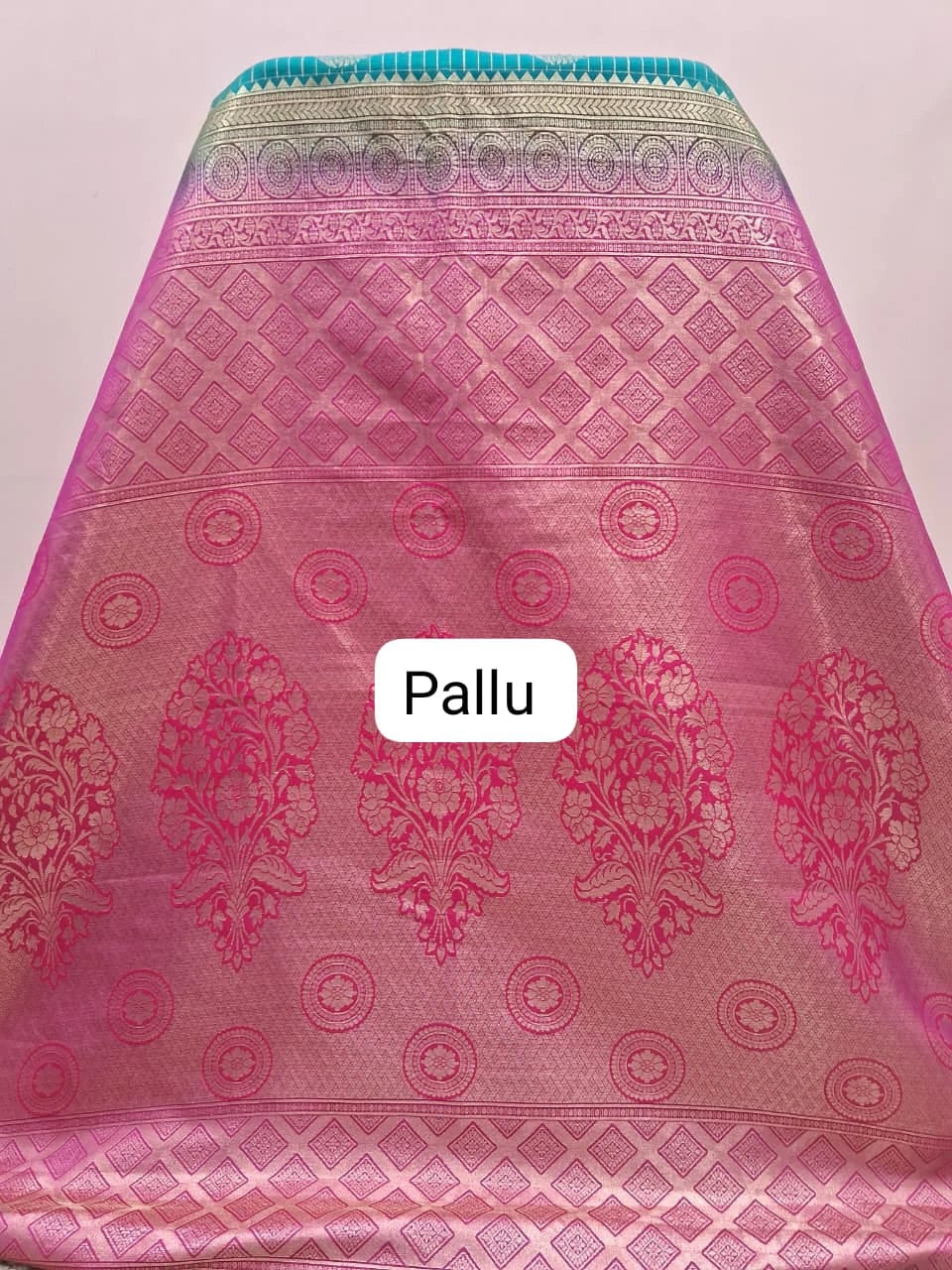 Teal Green Kanchi Soft Silk Saree Pallu