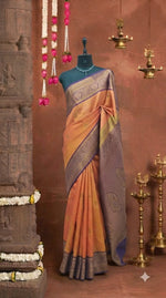 Tangerine Orange Kanchi Soft Silk Saree 
