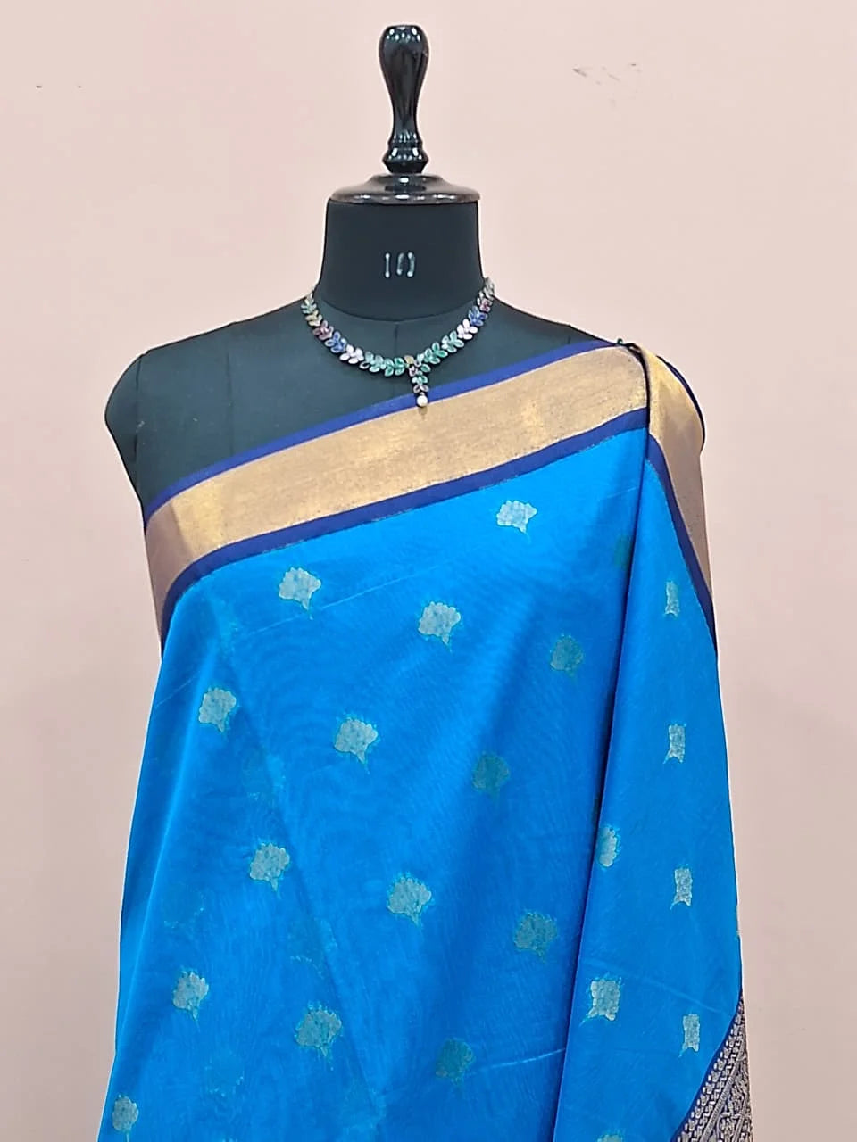 Caribbean Blue Kanchi Soft Silk Saree 1