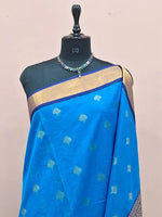 Caribbean Blue Kanchi Soft Silk Saree 1
