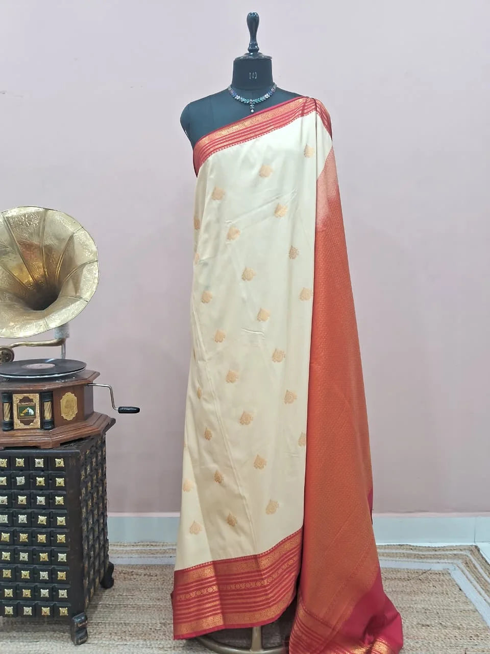 Off-White Kanchi Soft Silk Saree 