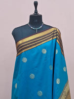 Deep Sky Blue Kanchi Soft Silk Saree 1