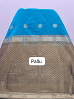 Deep Sky Blue Kanchi Soft Silk Saree pallu