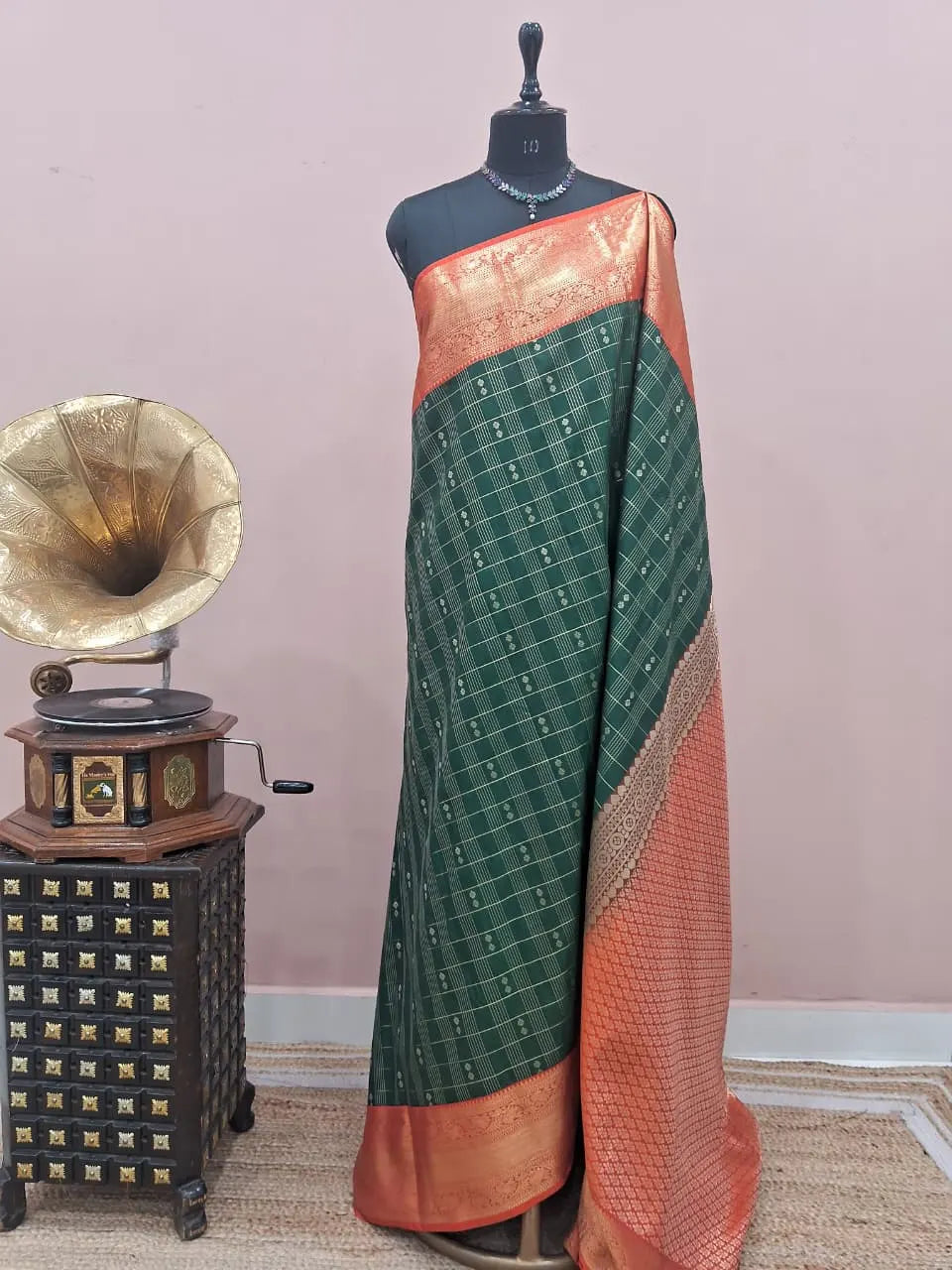 Dark Green Kanchi Soft Silk Saree 