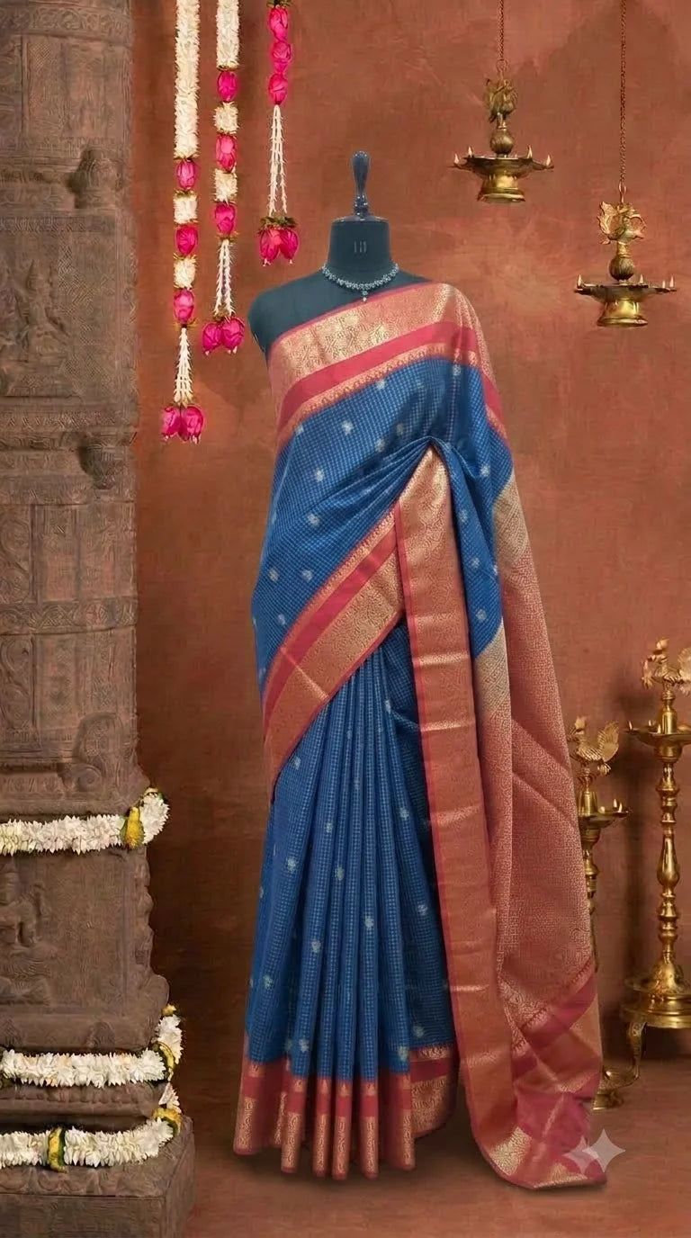Navy Blue Kanchi Soft Silk Saree 