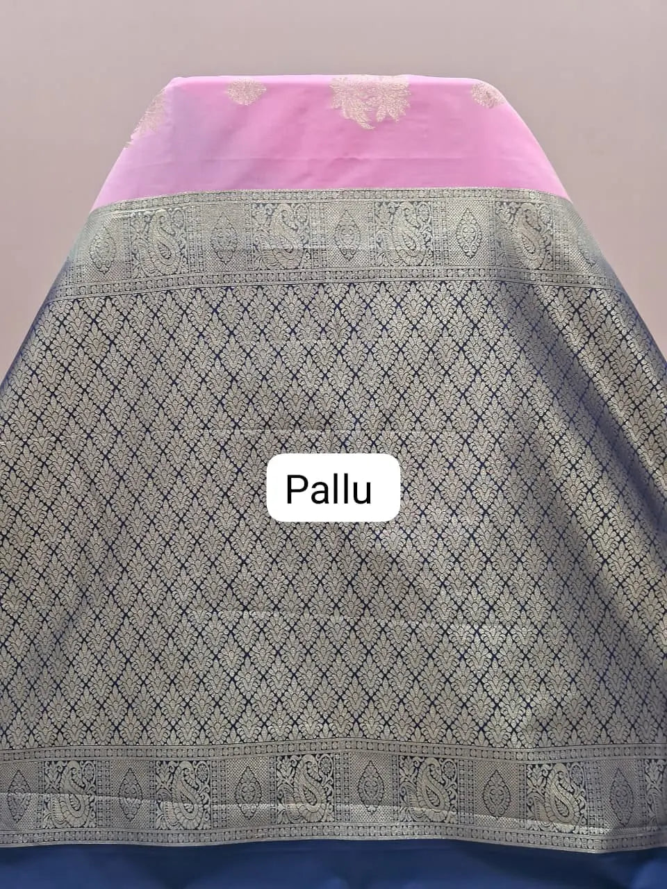 Baby Pink Kanchi Soft Silk Saree pallu