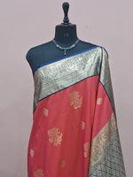 Carrot Peach Kanchi Soft Silk Saree 1