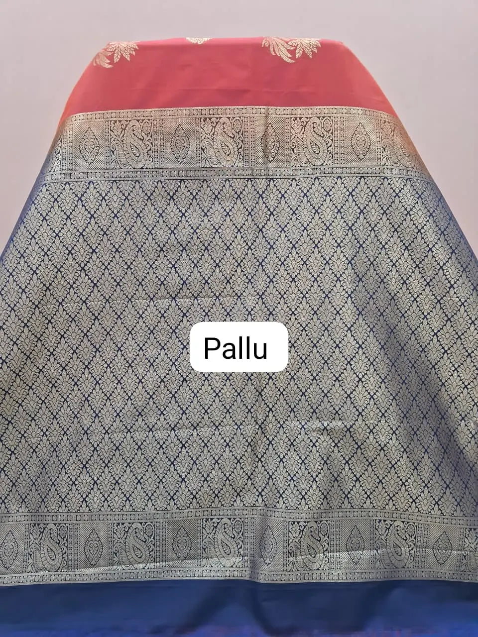 Carrot Peach Kanchi Soft Silk Saree pallu