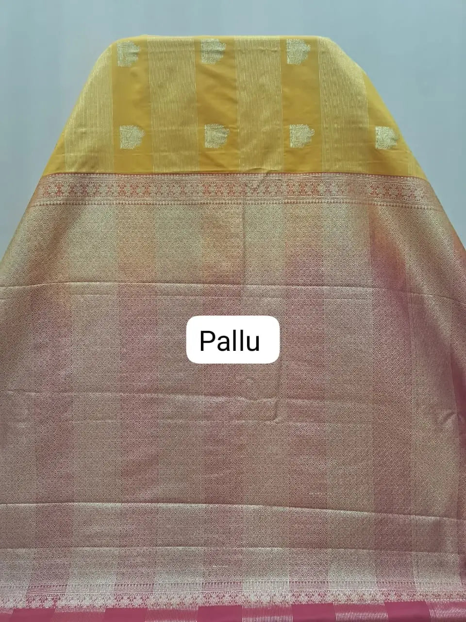 Mango Yellow Kanchi Soft Silk Saree pallu