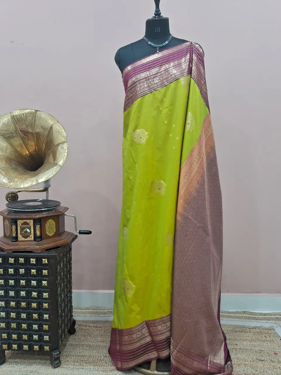Parrot Green Kanchi Soft Silk Saree 
