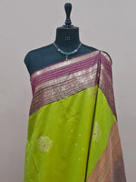 Parrot Green Kanchi Soft Silk Saree 1