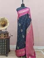 Navy Blue Kanchi Soft Silk Saree 