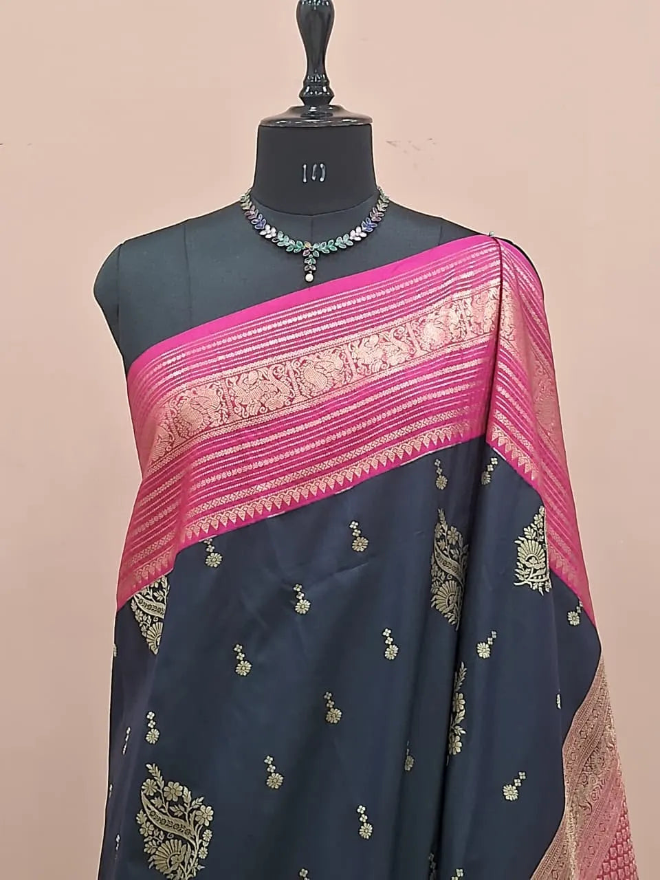 Navy Blue Kanchi Soft Silk Saree 1