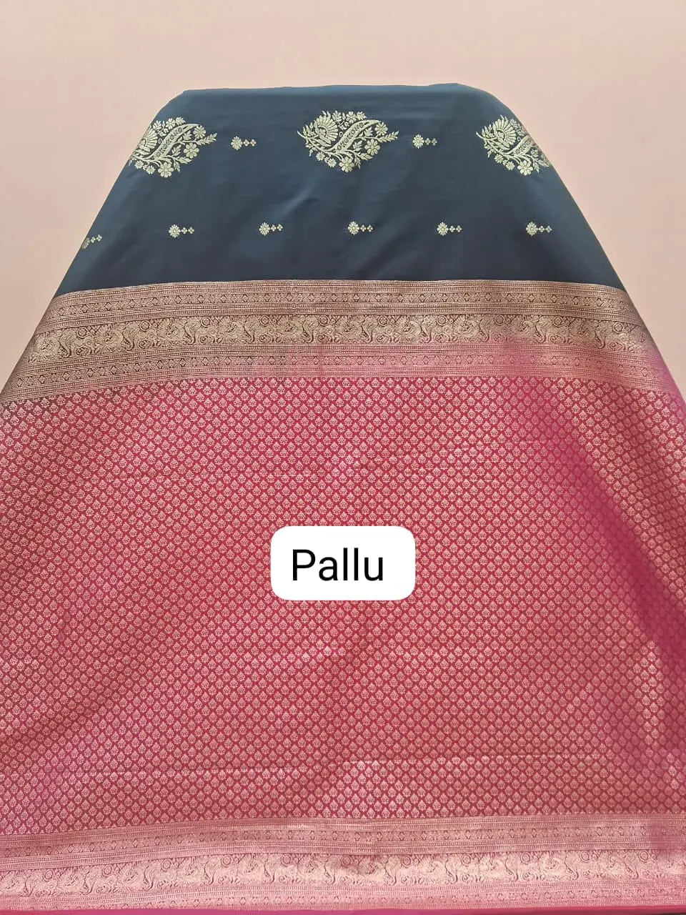 Navy Blue Kanchi Soft Silk Saree pallu