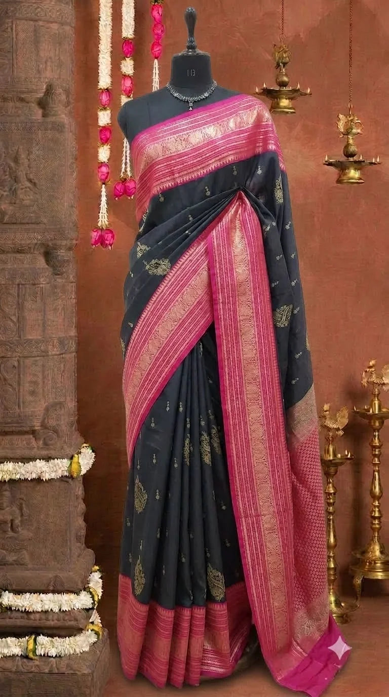 Navy Blue Kanchi Soft Silk Saree 