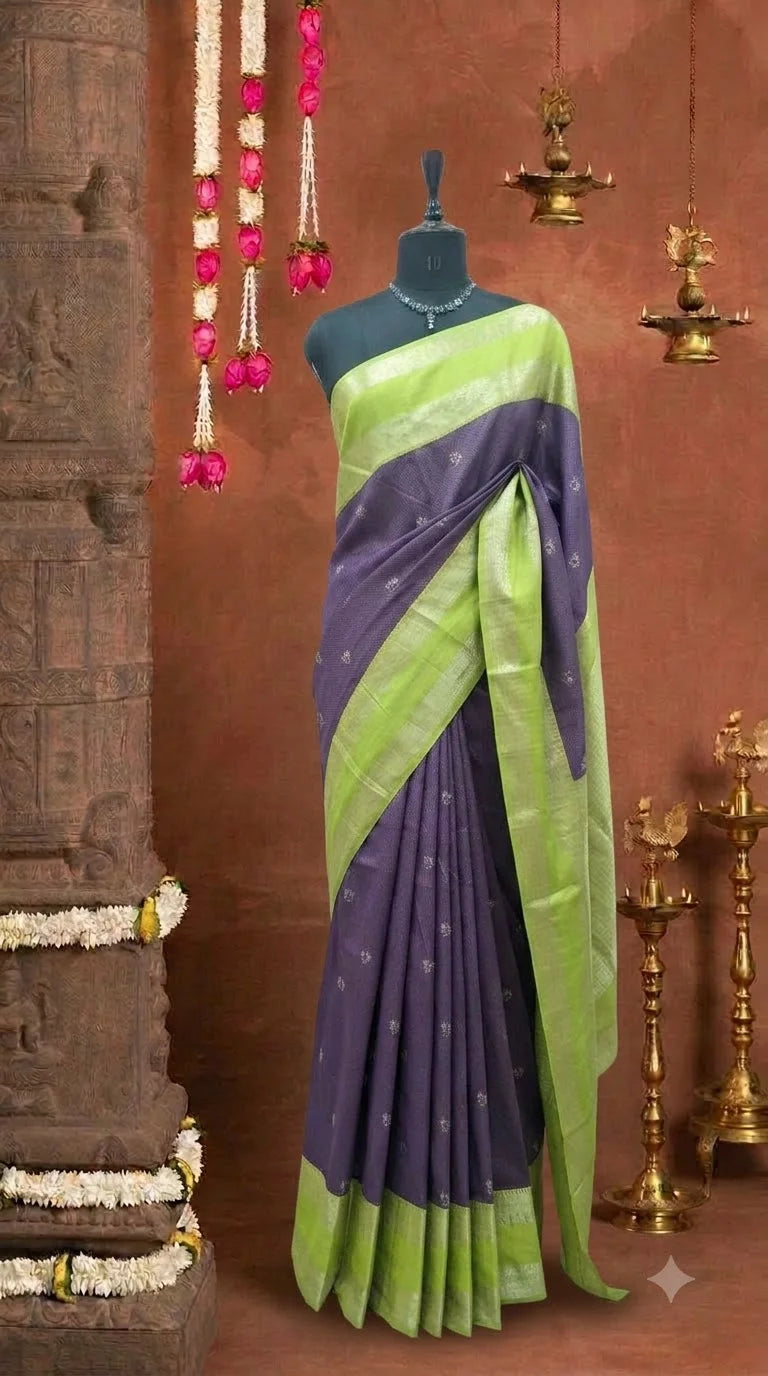 Dark Purple Kanchi Soft Silk Saree 