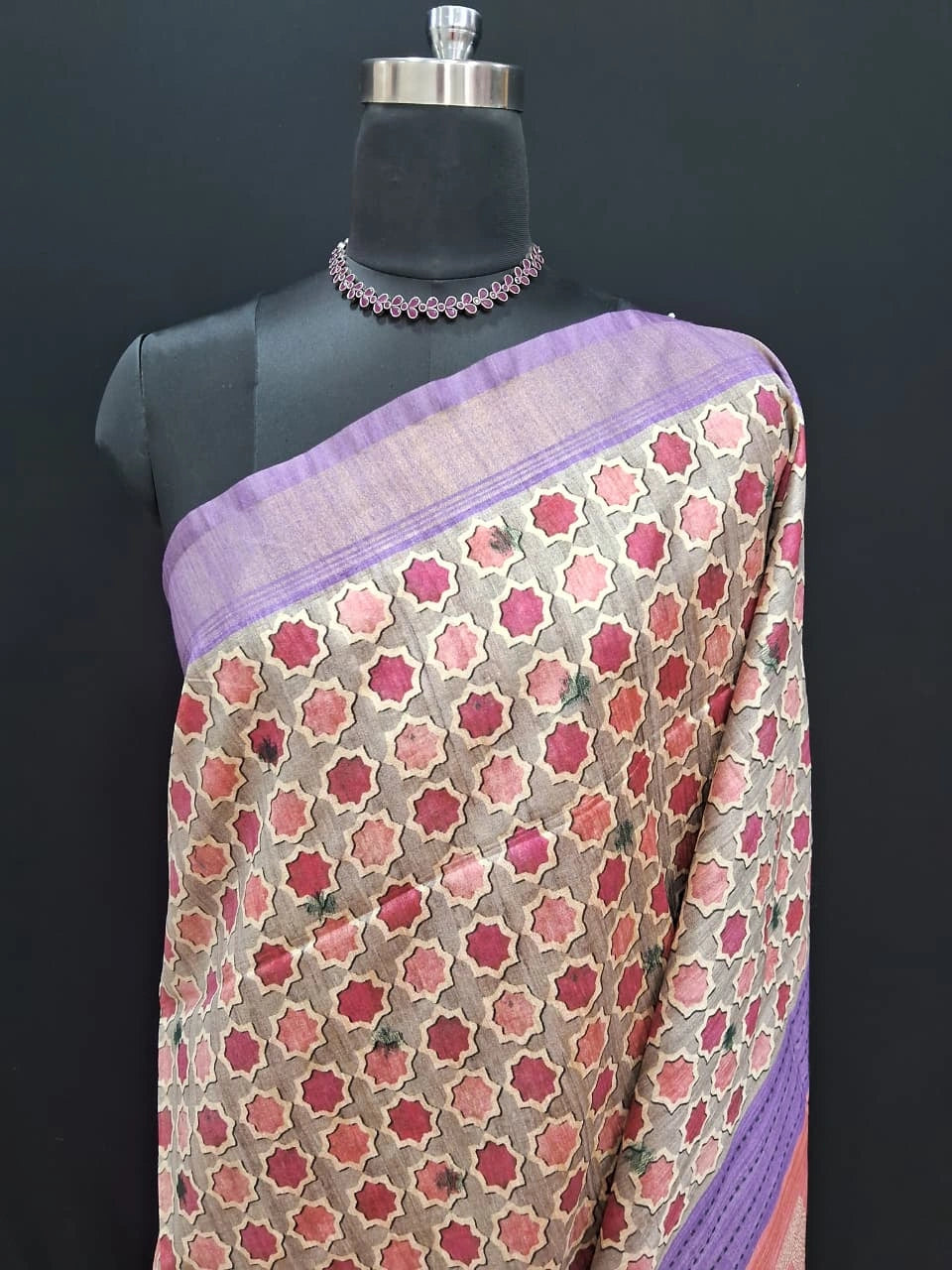 Grey Tussar Saree for Festive Elegance 1