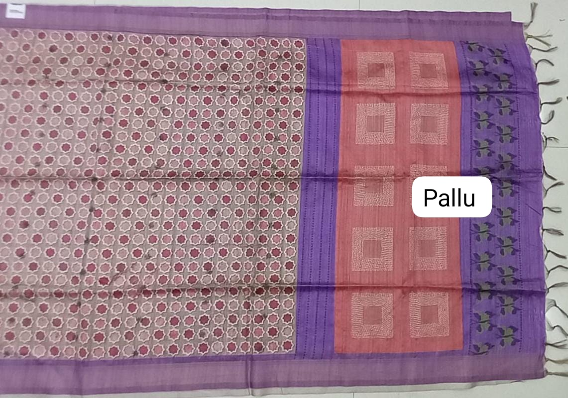 Grey Tussar Saree Pallu