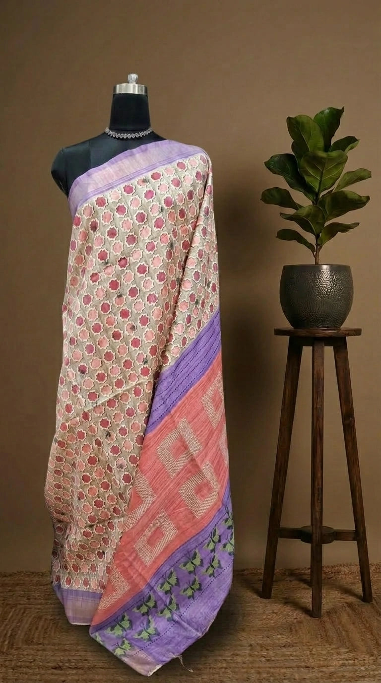 Grey Tussar Saree for Festive Elegance