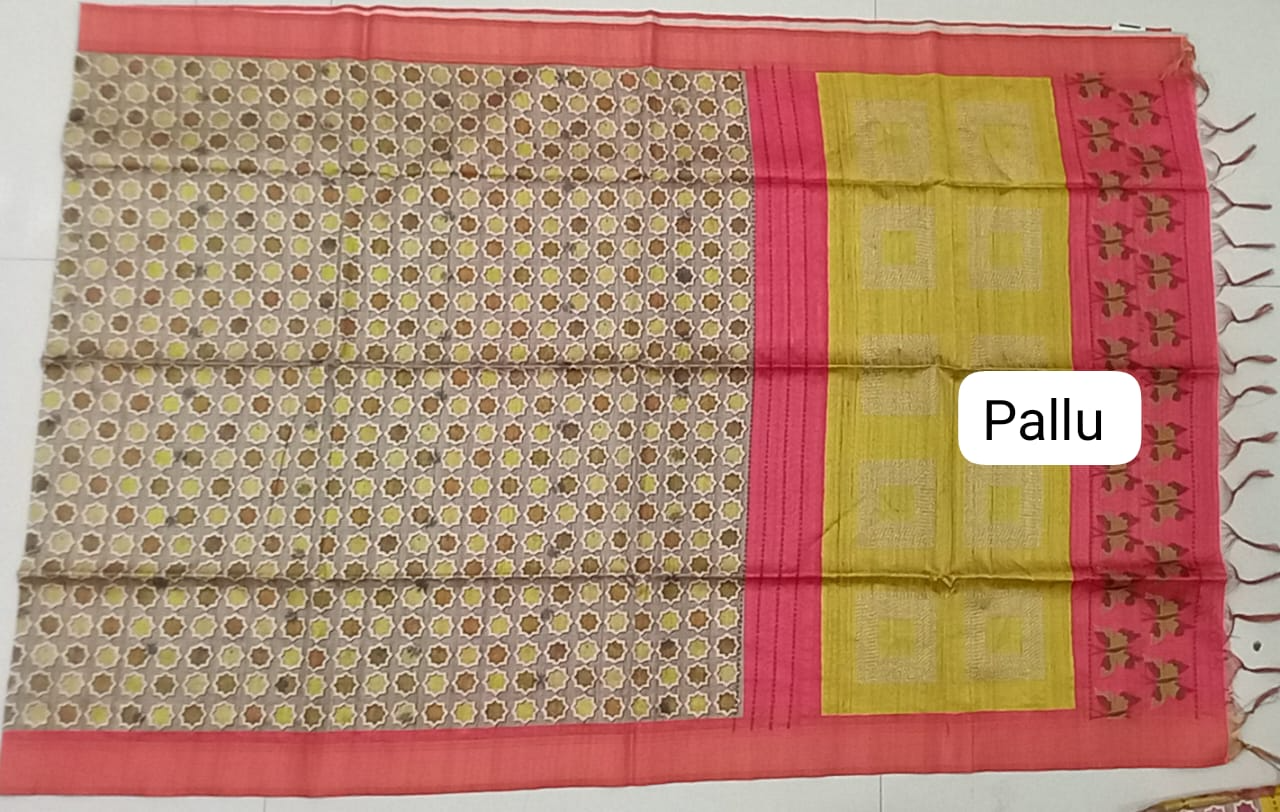 Grey Tussar Saree Pallu