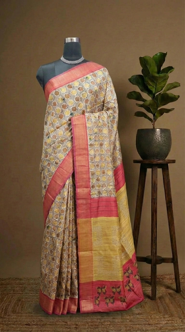 Grey Tussar Saree 