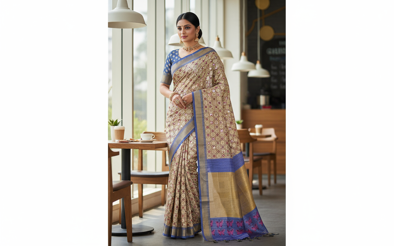 Grey Tussar Saree 