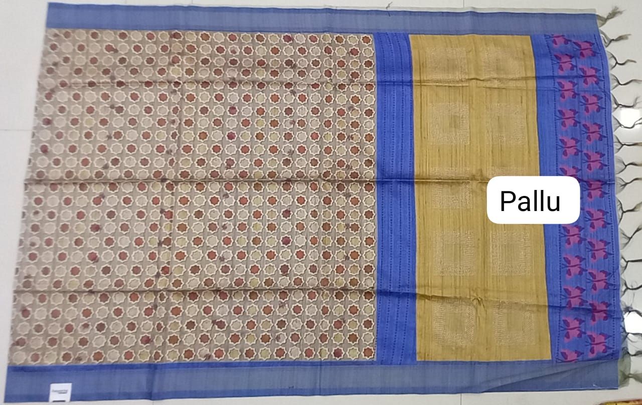 Grey Tussar Saree pallu