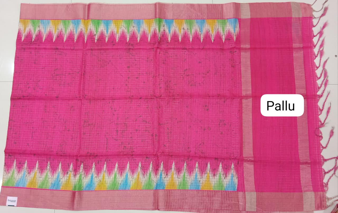 Rani Pink Tussar Saree Pallu