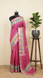 Dark Pink Tussar Saree