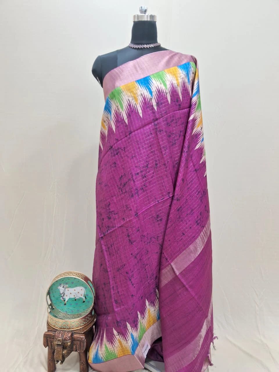 Rani Pink Tussar Saree 
