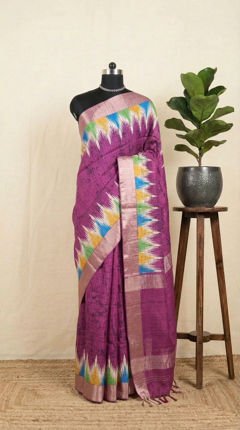 Rani Pink Tussar Saree