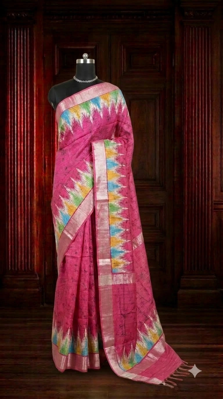 Rani Pink Tussar Saree 