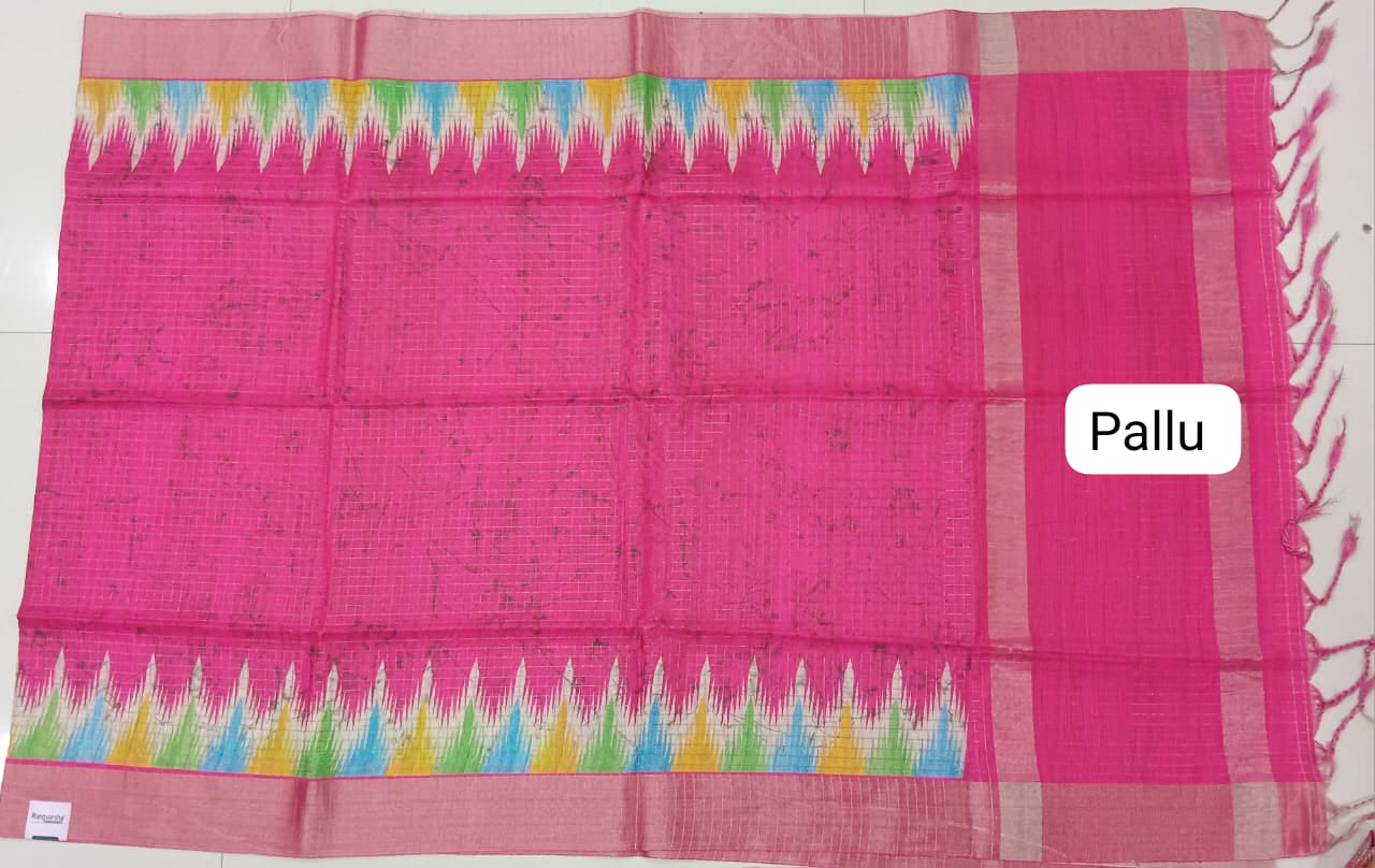 Dark Pink Tussar Saree  Pallu