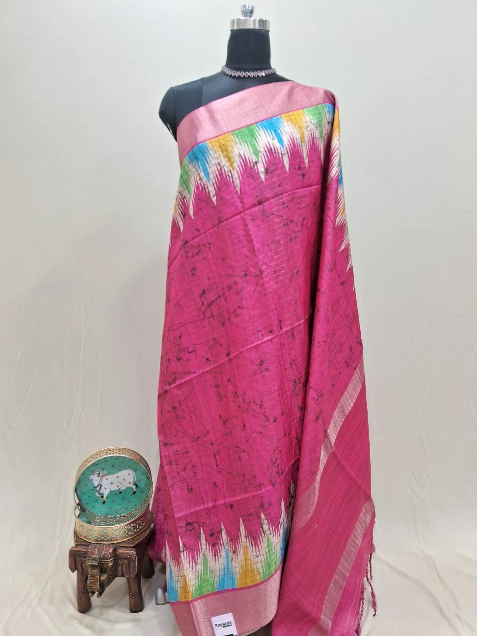 Rani Pink Tussar Saree 