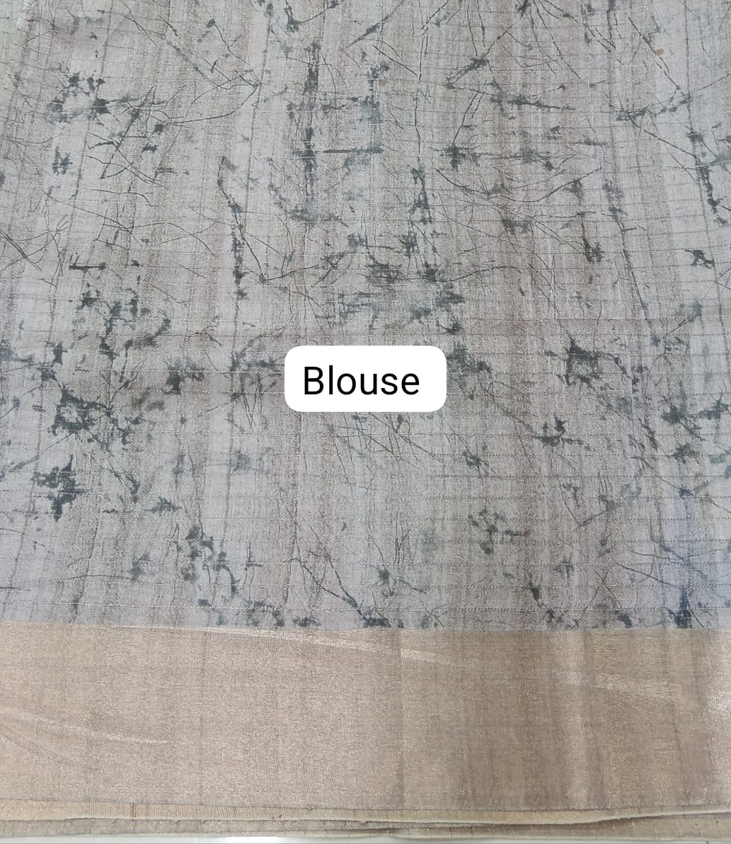 Sand Brown Tussar Saree Blouse