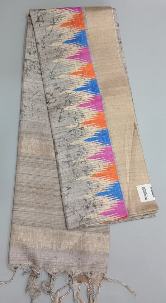 Sand Brown Tussar Saree