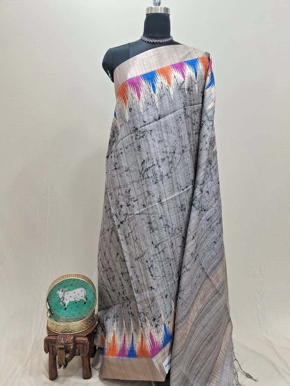 Sand Brown Tussar Saree