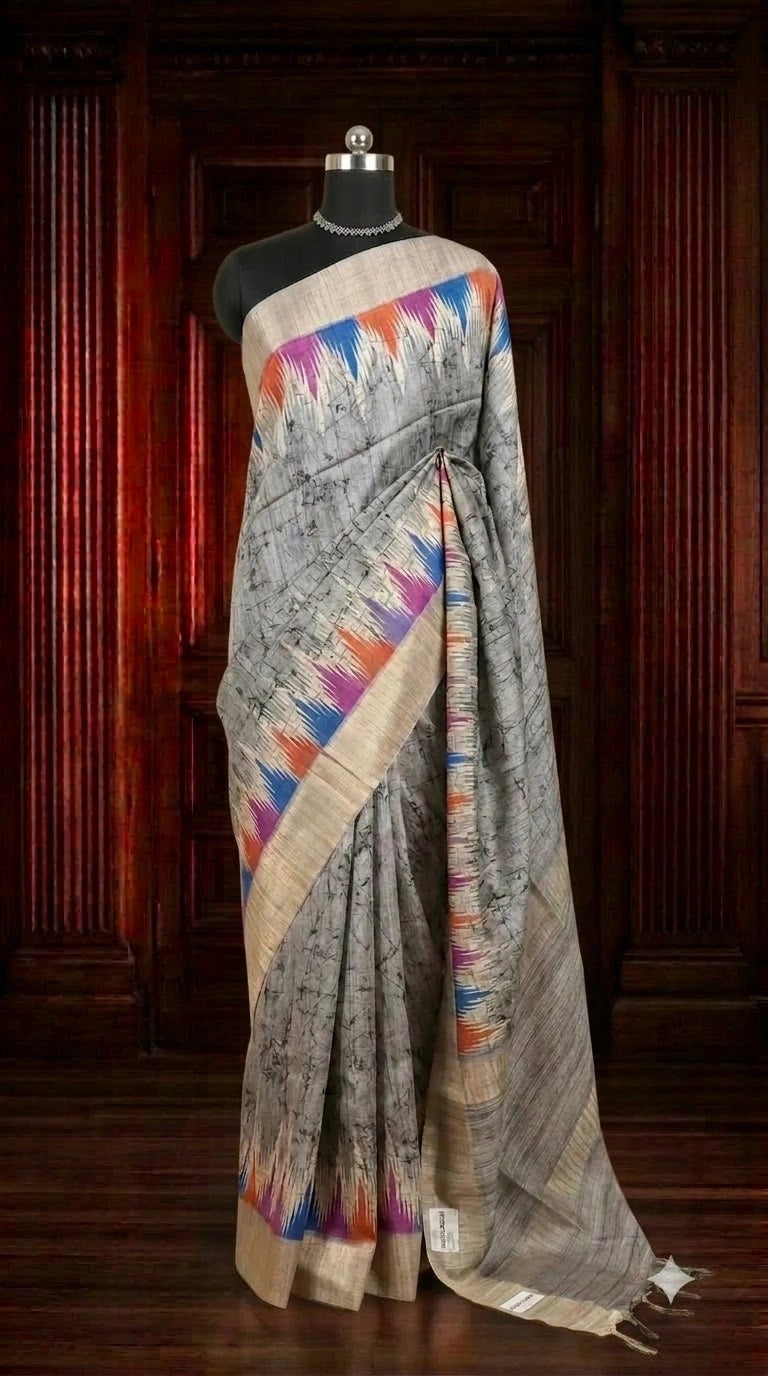 Sand Brown Tussar Saree