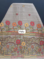 Sand Brown Floral Tussar Saree Pallu