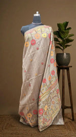 Sand Brown Floral Tussar Saree 