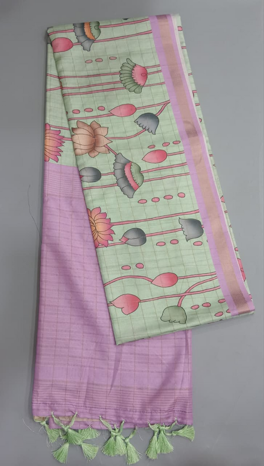 Pista Green Tussar Saree