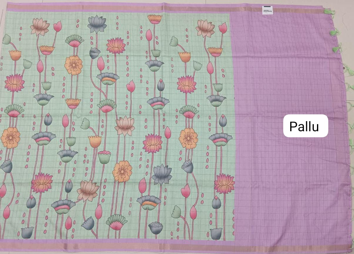 Pista Green Tussar Saree Pallu